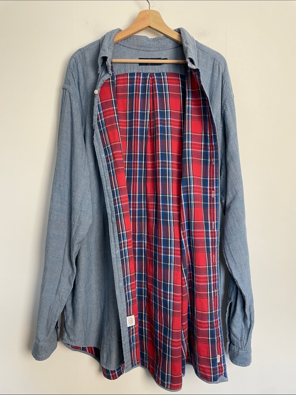 Ralph Lauren Blue Plaid Lining Lumberjack Flannel Men 2XLT Button-Down Shirt - Picture 5 of 9